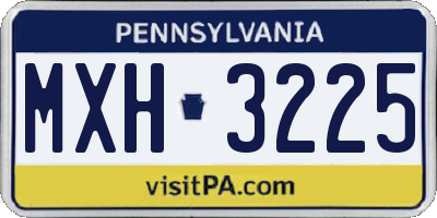 PA license plate MXH3225