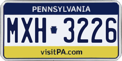 PA license plate MXH3226