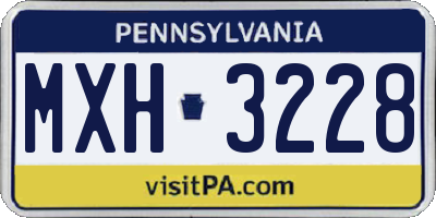PA license plate MXH3228