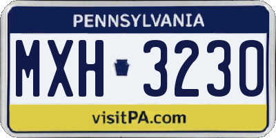 PA license plate MXH3230