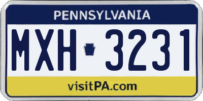 PA license plate MXH3231