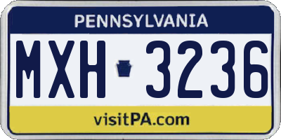 PA license plate MXH3236