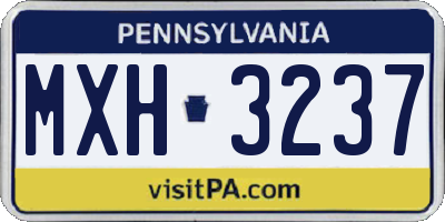 PA license plate MXH3237