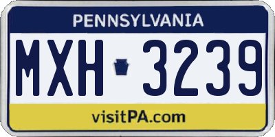 PA license plate MXH3239