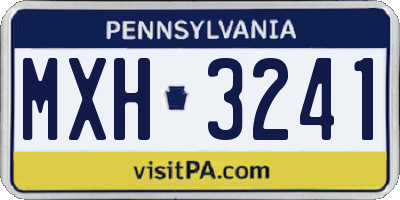 PA license plate MXH3241