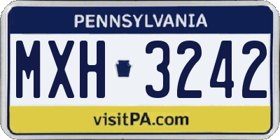 PA license plate MXH3242