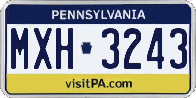 PA license plate MXH3243