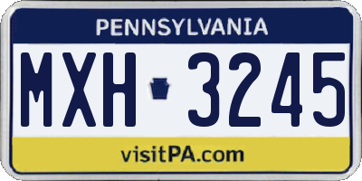 PA license plate MXH3245