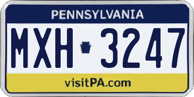 PA license plate MXH3247