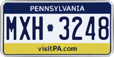 PA license plate MXH3248