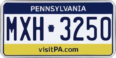 PA license plate MXH3250