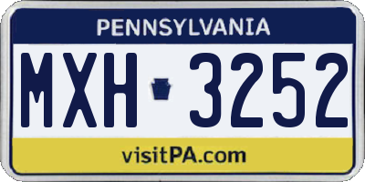 PA license plate MXH3252