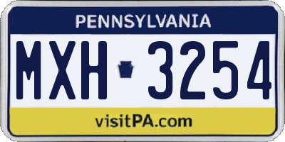 PA license plate MXH3254
