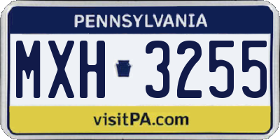 PA license plate MXH3255