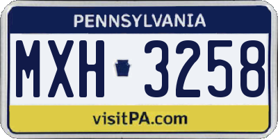 PA license plate MXH3258