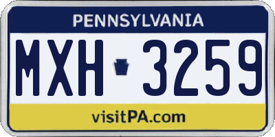 PA license plate MXH3259