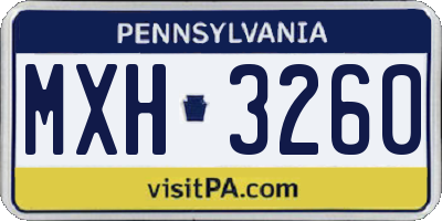 PA license plate MXH3260
