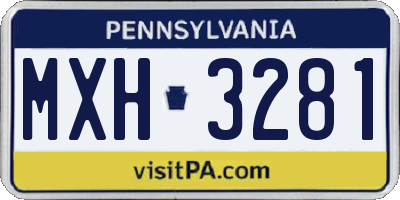 PA license plate MXH3281