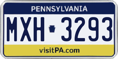 PA license plate MXH3293