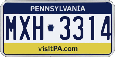 PA license plate MXH3314
