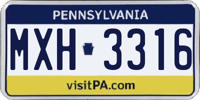 PA license plate MXH3316