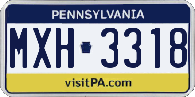 PA license plate MXH3318