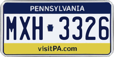 PA license plate MXH3326
