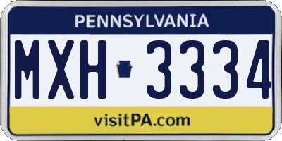 PA license plate MXH3334
