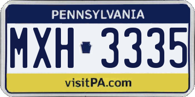 PA license plate MXH3335