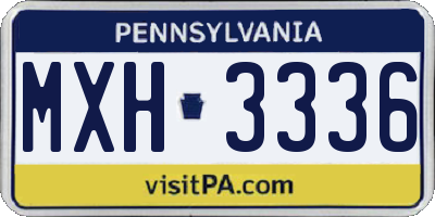 PA license plate MXH3336