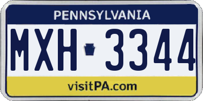 PA license plate MXH3344