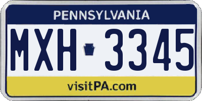 PA license plate MXH3345