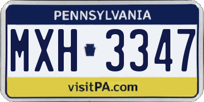 PA license plate MXH3347