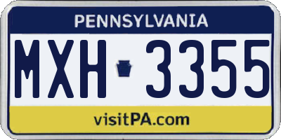 PA license plate MXH3355
