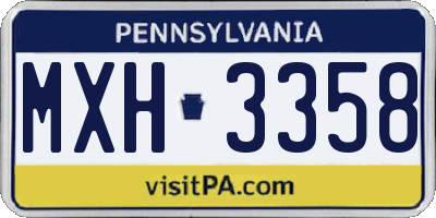PA license plate MXH3358