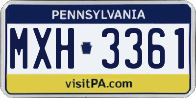 PA license plate MXH3361