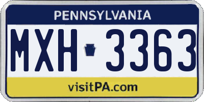 PA license plate MXH3363