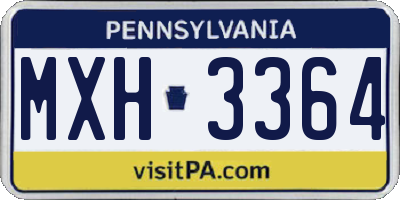 PA license plate MXH3364