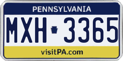 PA license plate MXH3365