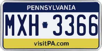 PA license plate MXH3366