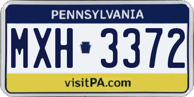 PA license plate MXH3372