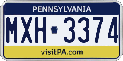 PA license plate MXH3374