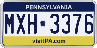 PA license plate MXH3376