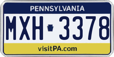 PA license plate MXH3378