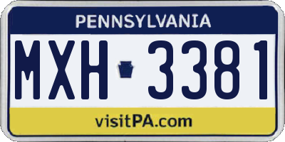 PA license plate MXH3381