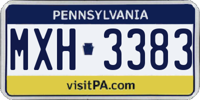 PA license plate MXH3383