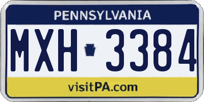 PA license plate MXH3384