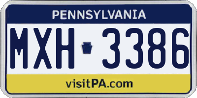 PA license plate MXH3386