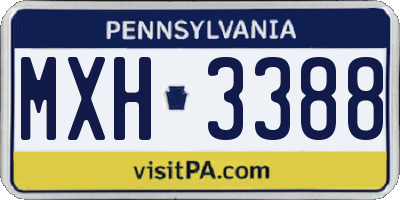 PA license plate MXH3388