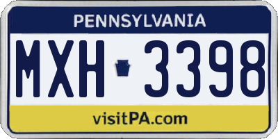 PA license plate MXH3398